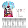 thumbnail image 2 of Funny Cute Panda Womens Tops Women's Fashion Casual Short Sleeve Flower Print Round Neck Pullover Top Blouse, 2 of 6