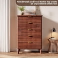 thumbnail image 6 of 5 Drawers Dresser for Bedroom, 47.2" Tall Dressers with Curved Profile Design, Fluted Wood Drawers with Gold Handle, Modern Chest of Dressers with Thickened Design for Living Room, Walnut, 6 of 8