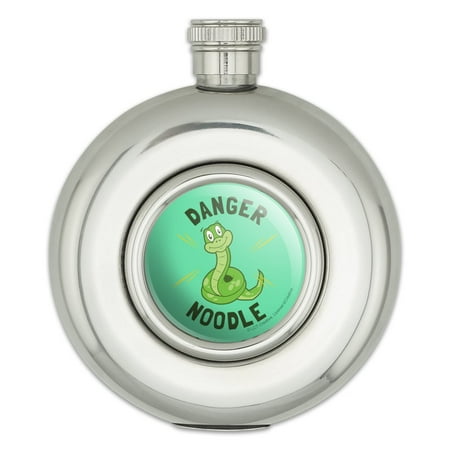 

Danger Noodle Snake Funny Humor Round Stainless Steel 5oz Hip Drink Flask