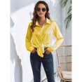 thumbnail image 4 of Blusas de Satén para Mujer, Camisas de Seda con Botones, Blusas Informales de Larga para Negocios Amarillo S, 4 of 7