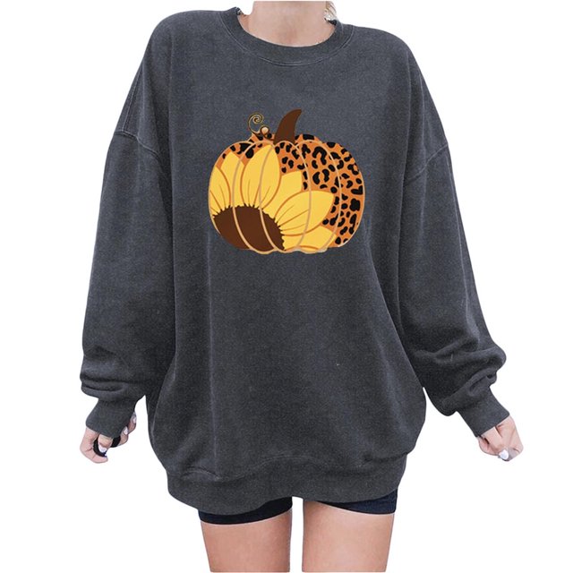 Nouveaux Hauts pour Femmes 2023 Mode Imprimé Col Rond Chandail Manches Longues Blouse Confortable Chandail en Molleton Coupe Décontractée Chandail en Molleton Oversize pour Femmes