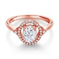 thumbnail image 2 of Gem Stone King 18K Rose Gold Plated Silver Ring Set with Near Colorless (GH, Size 6) Oval Moissanite (1.24 Cttw, Size 6), 2 of 4