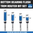 thumbnail image 2 of HILTEX 10103H Bottom Bearing Pattern Flush Trim Router Bit Set, 4 Pieces, 1/4 Inch Shank, CNC Woodworking Tool, 1/2" Cutting Diameter, Cutting Length: 1/2", 25/32”, 1”, and 1-1/2”, 2 of 6