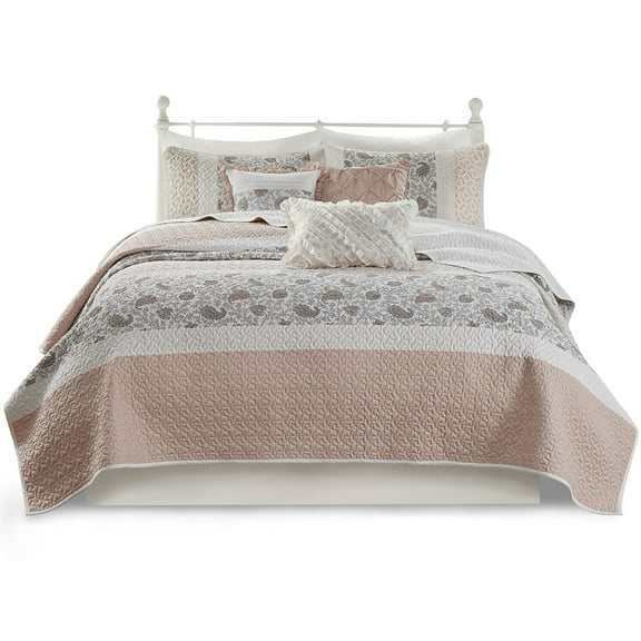 Gracie Mills Singleton Reversible Paisley Lace 6-Piece Cotton Percale Quilt Set - GRACE-124