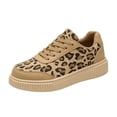 thumbnail image 3 of Womens Leopard Print Casual Flat Shoes Low Top Lace Up Sneaker Everyday Walking Footwear, 3 of 4