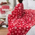 thumbnail image 5 of Christmas Throw Blanket | Red Snowflake Christmas Fleece Blanket | Soft, Plush, Warm Winter Cabin Throw, Twin 60x80 (Red/White Snowflake), 5 of 8