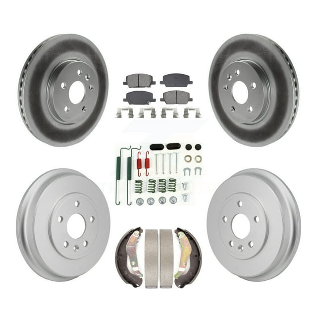 Transit Auto Front Rear Coated Disc Brake Rotors Semi-Metallic Pads and Drum Kit (7Pc) for Car Chevrolet Trax KGS-102880