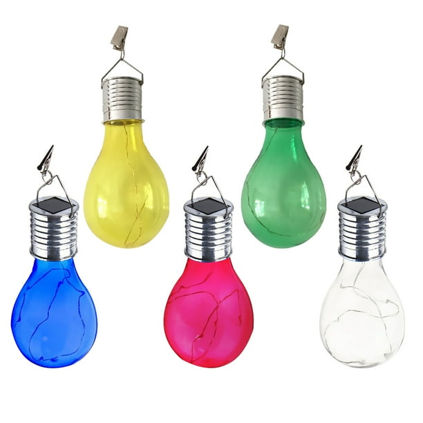 5pcs bombillas LED con energía solar, luces colgantes, bombillas solares para exteriores