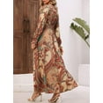 thumbnail image 5 of Women's Floral Printed V Neck Long Sleeve Smocked Waist Maxi Dress for Autumn Winter, 5 of 11