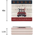 thumbnail image 3 of FMSHPON Independence Day Gnomes Vintafe Truck Country of the Free and Brave on Retro Wooden Plank Set of 6 Coaster Drinks, Absorbent Ceramic Stone Coasters Cup Mat Cork Base Coffee Table Bar Decor, 3 of 4