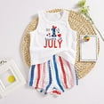 thumbnail image 2 of Mercatoo Toddler Baby Independence Day Clothes Summer Sleeveless Vest Tops + Stripe Shorts 2 𝐏iece Set Girls Holiday Outfit, 2 of 8