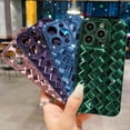 thumbnail image 6 of Compatible with iPhone 13 Pro Case-6.1 Inch, Fashion 3D Woven Pattern Plating Phone Case, Grid Printed case for Women Girls Soft Silicone Shockproof Camera Protective Back Cover-Green, 6 of 13