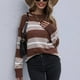 thumbnail image 5 of Suéter A Rayas Con Cuello Redondo Para Mujer, Elegante Suéter A Rayas Para Mujer Fibra De Poliéster De Color Café Transpirable Para El Trabajo Para Ir De Compras ANGGREK FB1711, 5 of 8