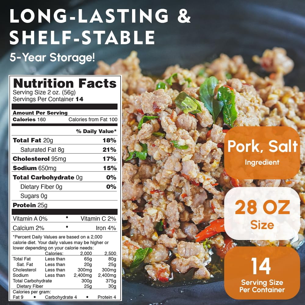 (Pack of 12) Werling & Sons Canned Heat & Eat Pork Sausage 28 Oz Fully Cooked Ready to Eat Canned Meat Long Shelf Life Great for Emergency Food Storage, Camping, Quick & Easy Meals Canned Food