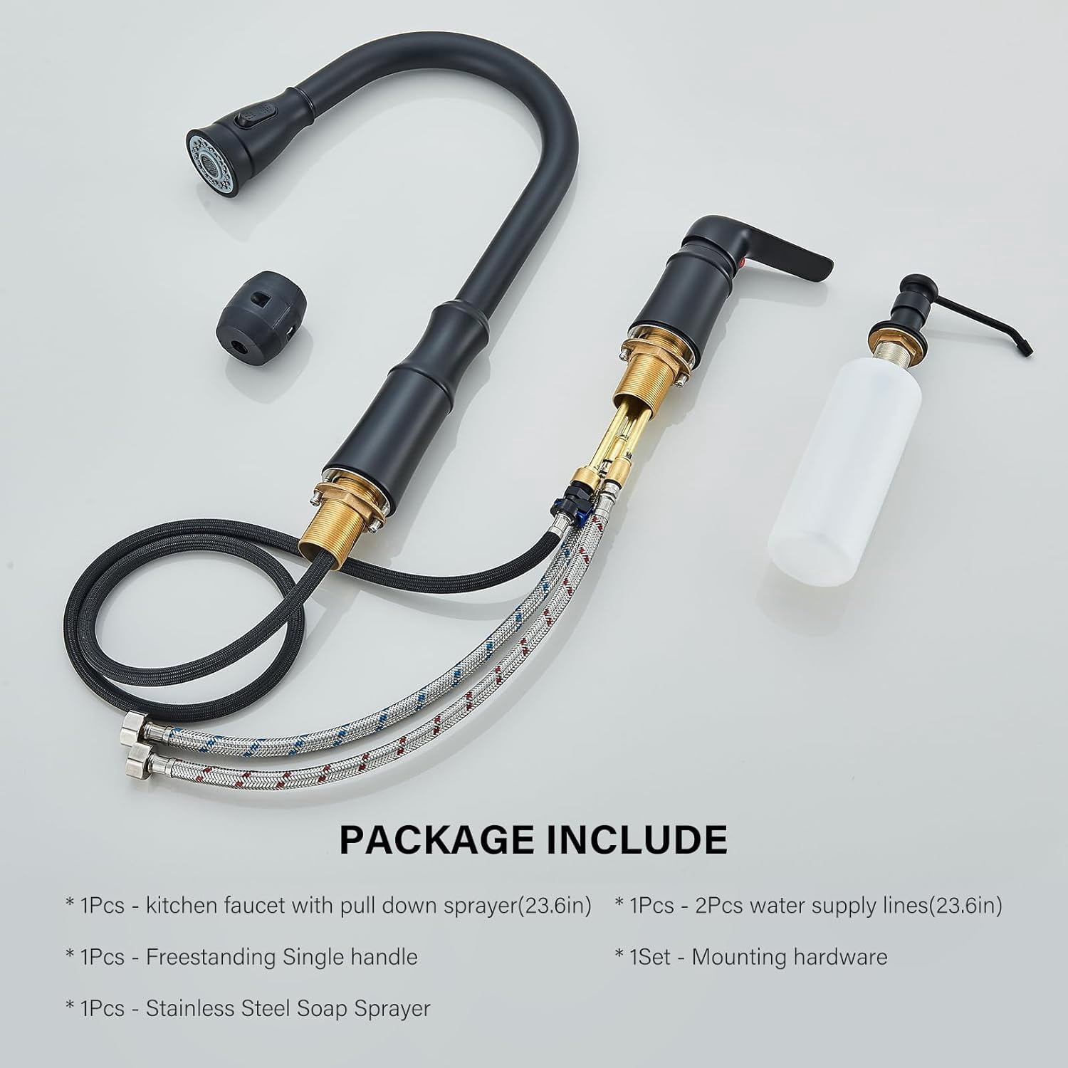 Zovajonia Matte Black High Arc 8 in Kitchen Faucet