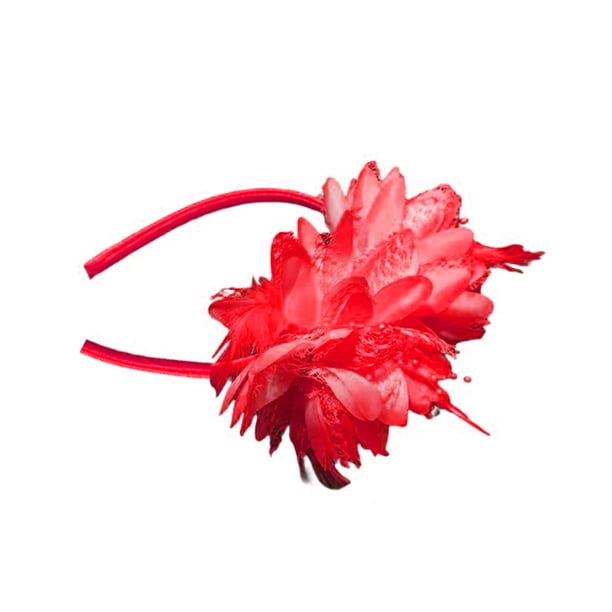 Diadema Qarigey para Mujeres ceremonia pluma flor color rojo AP012180-03B