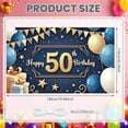 thumbnail image 2 of Golden Theme Happy 50th Birthday Banner Blue & Gold 50th Birthday Display Star Pattern Gift Box Design Golden Jubilee Backdrop for 50th Birthday Party Adult Celebration Family Gathering, 2 of 9