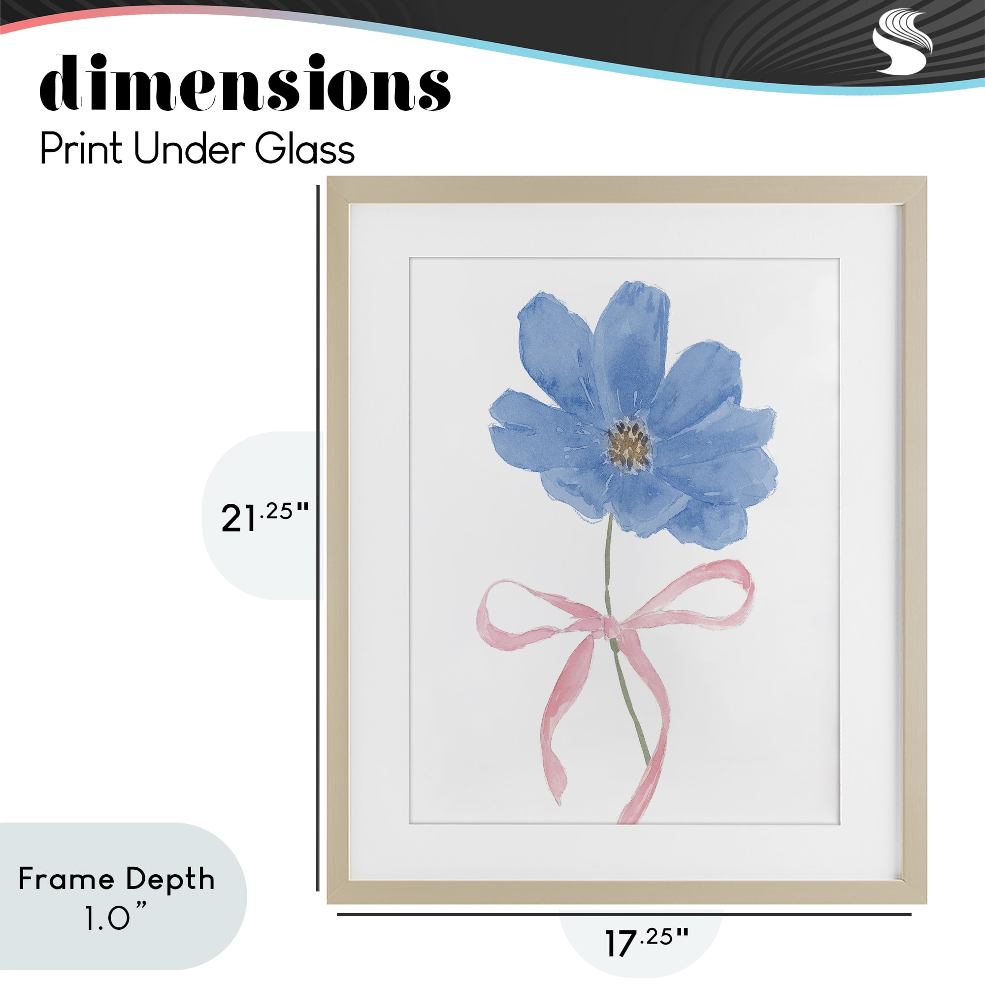 Stupell Industries Blue Bow Bloom Birch Framed Print Under Glass, design by Lucille Price