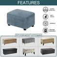 thumbnail image 5 of Rectangle Ottoman Cover, Velvet Ottoman Slipcovers Stretch Footstool Protector Covers Soft Storage Ottoman Slipcover with Elastic Bottom for Living Room -Peacock Blue-Large, 5 of 7