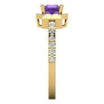 thumbnail image 3 of 0.89 ctw with Simulated Diamond Halo Accents Anniversary Ring for Women | Princess Cut Natural Amethyst | Hyperallergenic Solid 18K Yellow Gold, 3 of 5