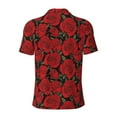 thumbnail image 3 of Vsdgher Rose Flowers Print Men's Short Sleeve Stretch Polo Shirt, Moisture-Wicking Performance Polo Shirt, 3 of 8