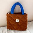 thumbnail image 4 of Bolso cruzado de pana para mujer, bolso de mano informal hinchado, bolso de compras de invierno (marrón), 4 of 7