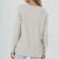 thumbnail image 4 of DeHolifer Women Tops Solid Color V-Neck Button Long Sleeve Loose Casual Knit Pullover Tops White L, 4 of 5