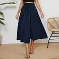 thumbnail image 2 of RUTAYY High Waist A-Line Skirt Bow Linen Flared Beach Long Skirts For Women With Pockets Solid Color Flowy Swing Skirts, 2 of 7
