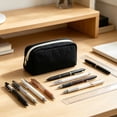 thumbnail image 6 of Solid Color Makeup Bag Travel Toiletry Bag for Women, Soft Lightweight Stationery Bag with Pockets L, Black, 6 of 8