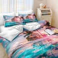 thumbnail image 5 of Ocean Beach Comforter Set Palm Tree Tropical Bedding 4 Pcs Pink Sunset Blue Coastal Romantic Natural Comforter Hawaii Beach Bedroom Decor, 5 of 12