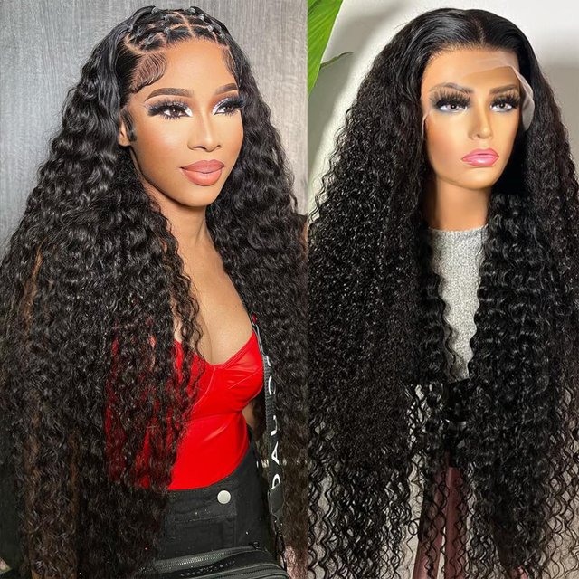 Pelucas de encaje en la parte delantera Keshon Deep Wave con un 200% de densidad, cabello humano