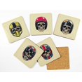 thumbnail image 2 of Inkdotpot Set of 6 Drink Coasters Easy Clean 4-inch SquareCoastersCork Base-Reusable- Skull, 2 of 8