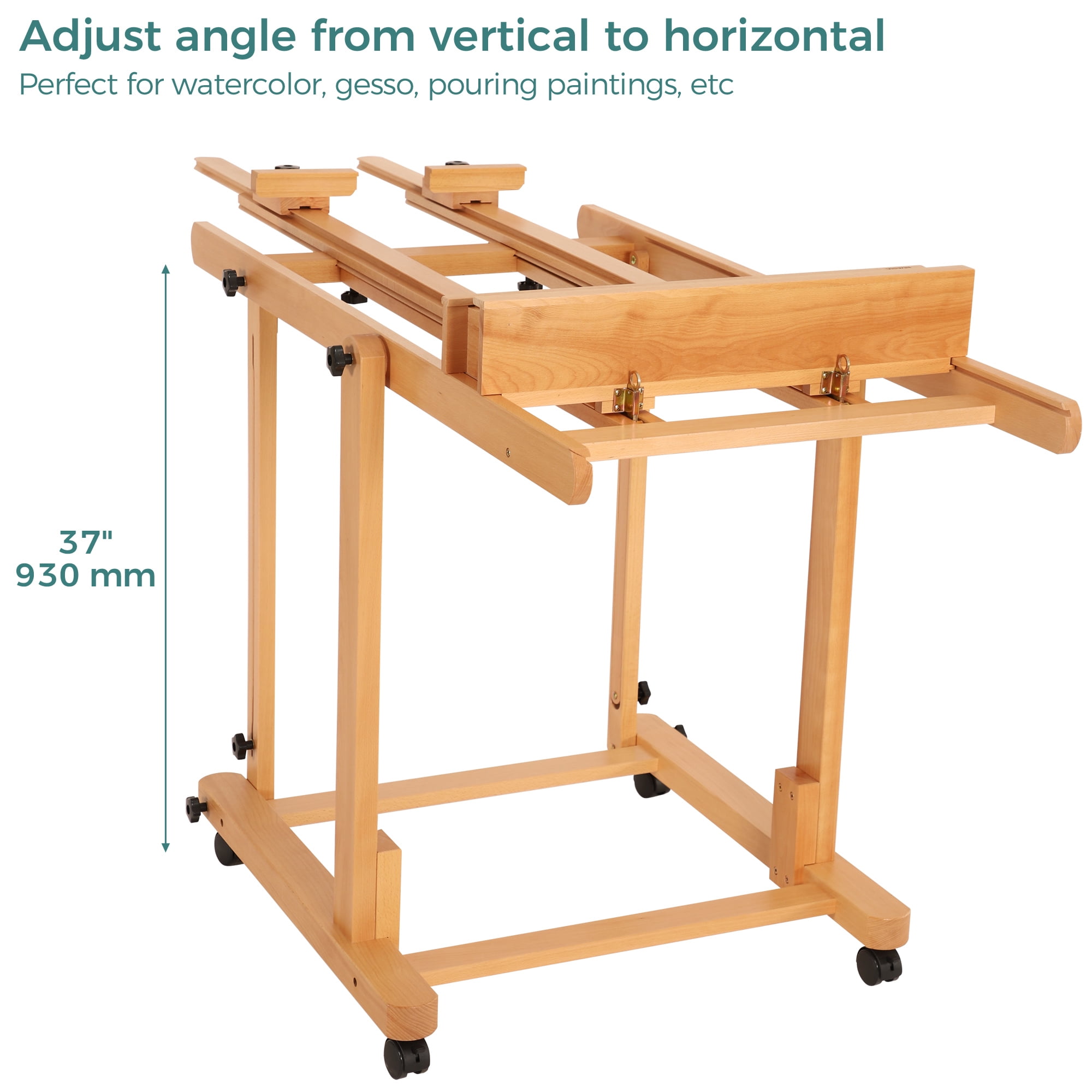 VISWIN Double Mast Extra Large Wood H-Frame Easel,Hold Canvas up to 83"-Natural