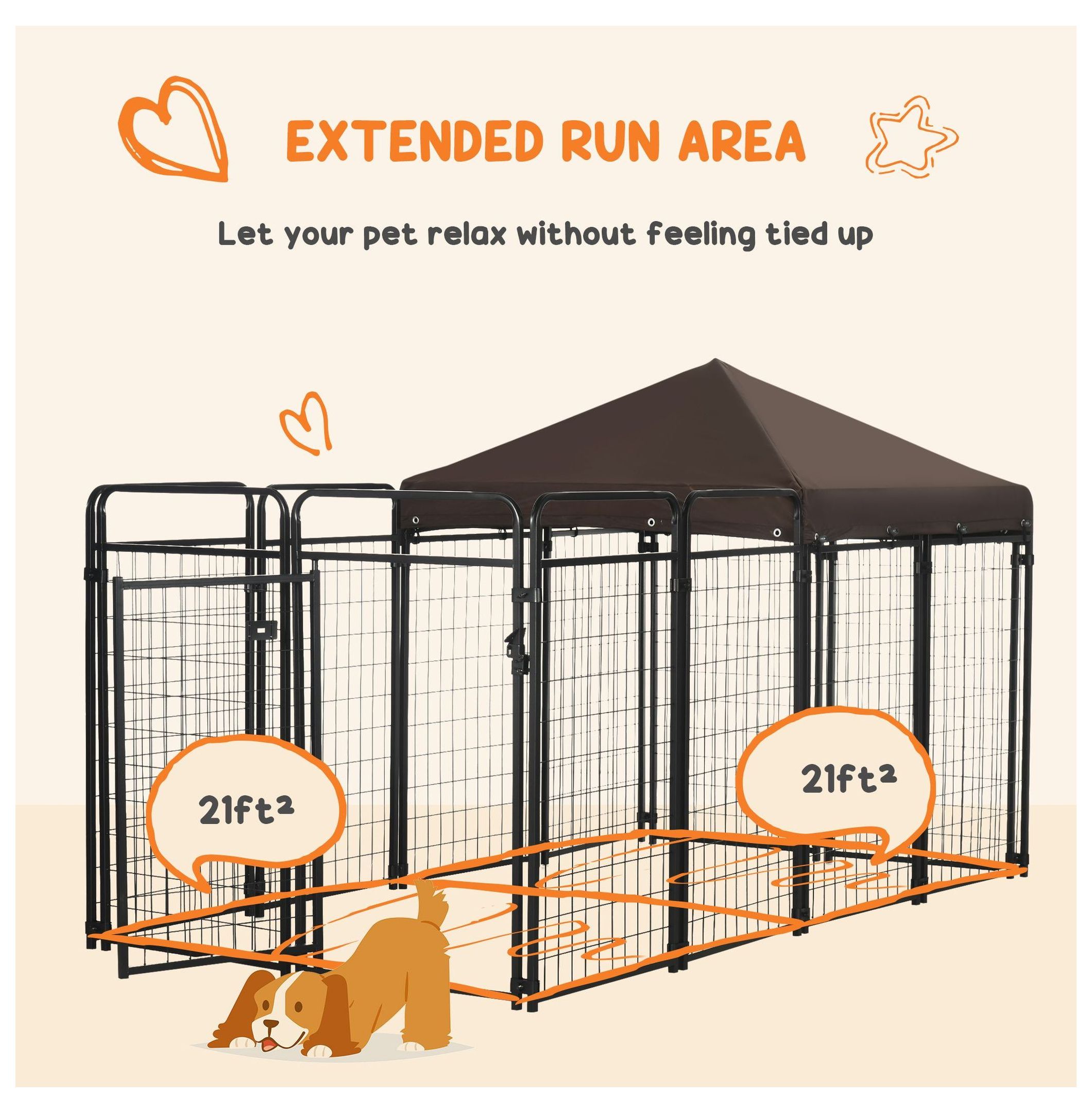 Outdoor Dog Kennel 9.3x4.6 Exercise Pen with UV Protection, Water-Resistant Dog Run for Medium Large Dogs Up to 66lbs
