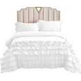 thumbnail image 3 of DNG Creations 1 Piece Vintage Ruffle Duvet Cover 100% Egyptian Cotton, 800 Threads Count - With Zipper & Corner Ties ( Twin/Twin XL - Solid White ), 3 of 7