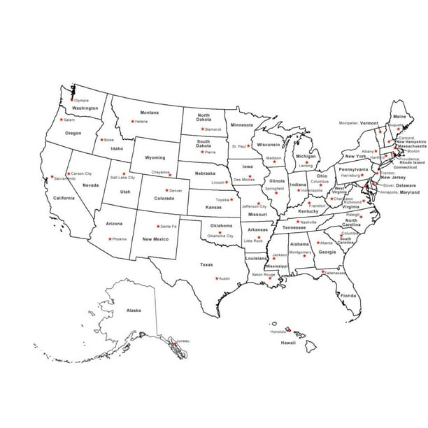 Print On Metal Blank United States Map Poster Picture States Capitals Usa Us Print 12 X 18. Worry Free Wall Installation - Shadow Mount Is Included. - Walmart.com