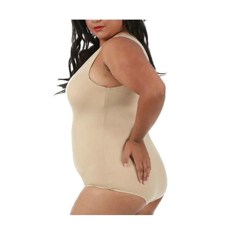 Women's InstantFigure WB4033X Curvy Tank Bodysuit with Snap Bottom (Nude 4X)
