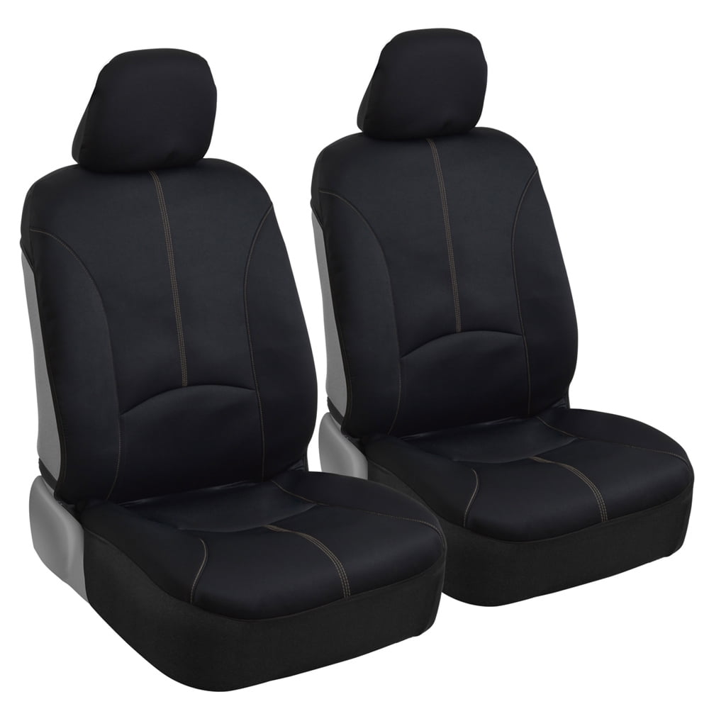 Motor Trend Stitched Neoprene Car Seat Covers for Front Seats, Black & Beige Waterproof Design