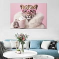 thumbnail image 6 of Mudket Disco Ball Pink Leopard Canvas Wall Art, Trendy Beautiful Party Print with Tropical Jungle Design, Waterproof Framed Art for Living Room, Ready to Hang - 12"L x 8"W, 6 of 8