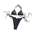 thumbnail image 3 of Bikini para mujer Traje de baño de traje de baño para actividades acuáticas de clubes Spas de vacaciones Negro l, 3 of 9