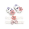 thumbnail image 2 of Spring Autumn Cute Baby Girl Anti-Slip Casual Walking Shoes Newborn Flower Sneakers Soft Soled Shoes+2 Headband 3 Suit 0-18M, 2 of 6