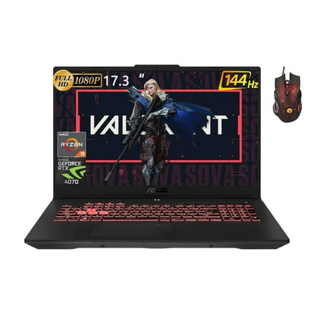 ASUS TUF A17 Gaming Laptop, 17.3" FHD Display, AMD Ryzen 9-7940HS, 64GB DDR5, 2TB SSD, NVIDIA GeForce RTX 4070, Backlit Keyboard, Windows 11 Home, Cefesfy Gaming Mouse