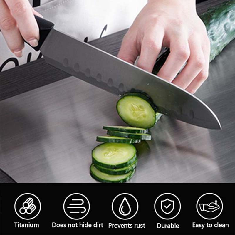 Kitchen Chopping Board, 3 Sizes Stainless Steel Cutting Board for Baby Food Making, Cutting Plate with Hanging Hole for Meat, Vegetables, Fruits, Dough