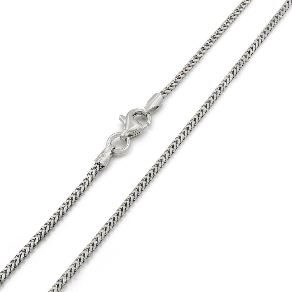 925 Sterling Silver 1.3mm Bead & Bar Link Italian Chain Necklace Rhodium Plated 