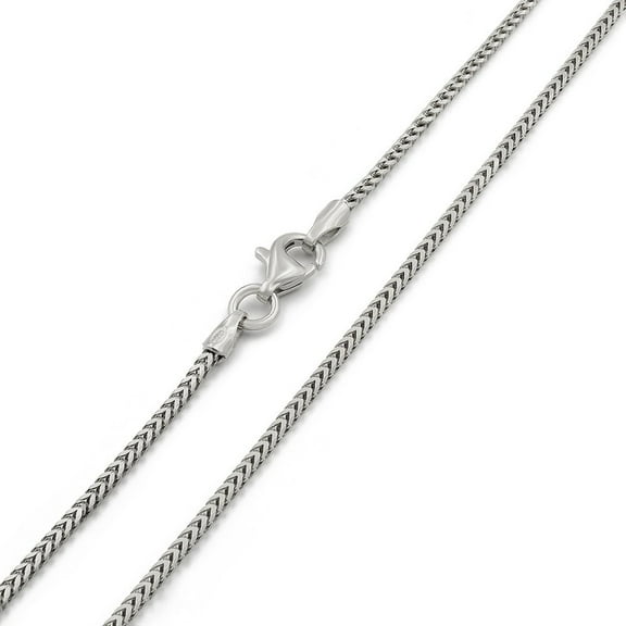 925 Italian Sterling Silver 1mm Solid Franco Chain, FREE Microfiber Cloth, Rhodium Plated Square Box Link Mens Womens Necklace 16" - 30", Giorgio Bergamo