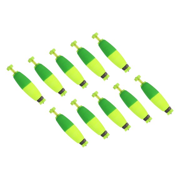 Uxcell Fishing Bobbers Floats 2.1x0.5" EVA Spring Foam Floats Weighted Bobbers Buoy Green Yellow 10Pcs