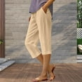 thumbnail image 4 of Capri Pants for Women 2025 Solid Color Lightweight Straight Leg Casual Loose Capris with Pockets Womens Cropped Pants, 4 of 5