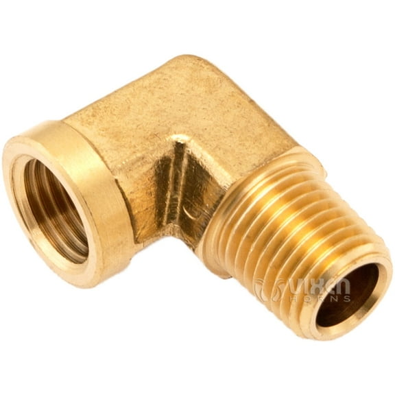 Vixen Horns 1/4" NPT Male to 1/4" NPT Female L Shape/Elbow/90 Degree Brass Fitting for Train/Air Horn Tanks VXA7214