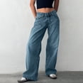thumbnail image 2 of YDLCAFD Retro Low Waist Non Elastic Washed Straight Jeans Autumn New Street Wide Leg Denim Pants XL, 2 of 4