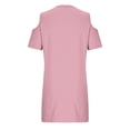 thumbnail image 4 of Kvture Women Cold Shoulder T Shirt Dress Wide Strap Short Sleeve Casual Tunic Dresses Loose Comfort Lounge Dress Pink, 4 of 7